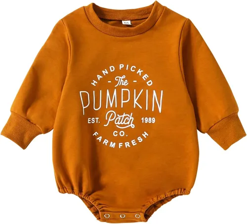 Vista 136 de Ropa de Halloween para bebé niña, sudadera con estampado de calabaza, mameluco de burbujas, lindo traje de Acción de Gracias de otoño