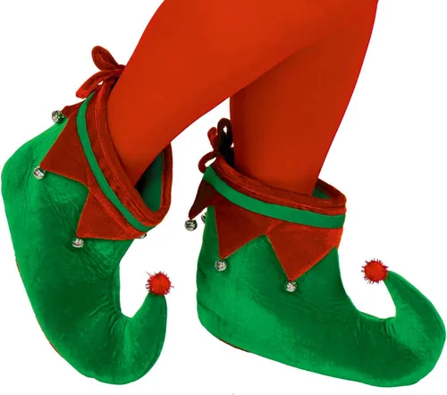 Vista 7 de 4E's Novelty Zapatos de elfo para adultos, hombres y mujeres, pantuflas de elfo de tela de felpa, accesorios de disfraz de elfo de Navidad.