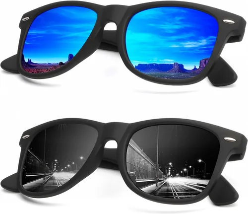 Vista 36 de KALIYADI - Gafas de sol polarizadas para hombres y mujeres unisex, marco semirretráctil, estilo retro, para conducir, con bloqueo UV