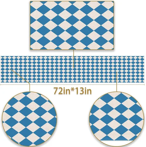 Vista 2 de Camino de mesa Oktoberfest para festivales de cerveza alemana bávara, fiesta, chimenea, cocina, comedor, decoración del hogar (13 x 72 pulgadas)