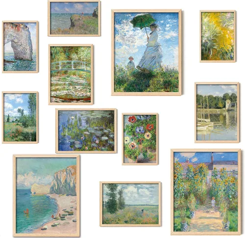 Vista 10 de Kizbok Juego de 9 carteles divertidos de gato negro, impresiones artísticas de pared de gato negro vintage de Monet Matisse Van Gogh, gatos negros