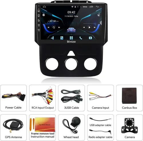 Vista 7 de Binize Android 13 - Estéreo para automóvil compatible con Dodge Ram 1500/2500/3500 Radio 2013 2014 2015 2016 2017 2018, unidad principal de radio