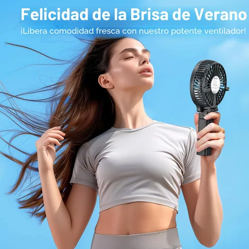 Vista 4 de VersionTECH. Ventilador de mano portátil, potente+durable+4000mAh+plegable 180°, mini ventiladores de mesa con USB recargable funciona