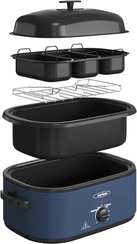 Vista 10 de Sunvivi Horno Tostador Eléctrico de 20 QT con Tapa de Autohilvanado, 3 Compartimentos y Función de Mantener Caliente, Control de Temperatura