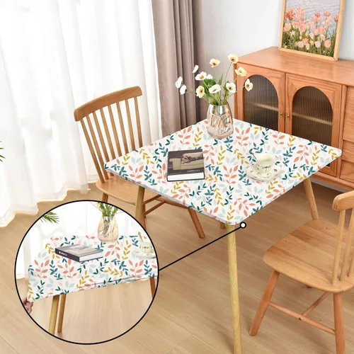 Vista 81 de Mantel ajustado blanco con elástico para mesas plegables de 48x48 pulgadas, manteles lavables y elásticos de elastano para mesas de cartas, manteles