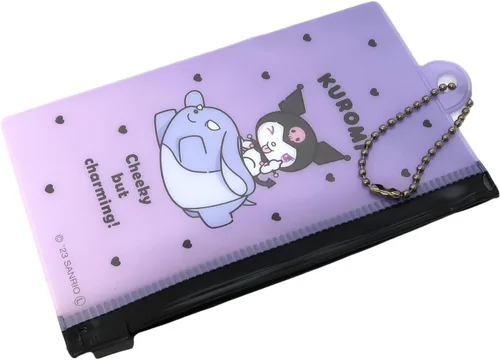 Vista 2 de Kuromi - Estuche de cierre con cremallera y soporte de cadena, bonito accesorio de suministros de oficina