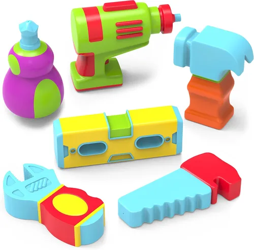 Vista 10 de Tub Works® Construction™ Trucks - Juguetes de baño sin moho, paquete de 6 Diseño de juguetes de baño sellados y sin agujeros que mantiene