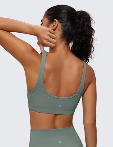 Vista 16 de CRZ YOGA Butterluxe - Mini brasier para mujer, cuello redondo, de bajo impacto, inalámbrico, deportivo, yoga, acolchado, para entrenamiento