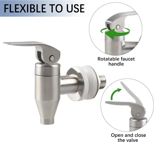 Vista 2 de Grifo de repuesto de acero inoxidable para té solar, agua, jugo o varias bebidas