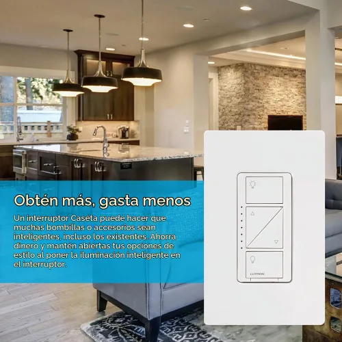 Vista 6 de Lutron Caseta - Interruptor de atenuación inteligente original (requiere Lutron Smart Hub), para luces LED, 150 vatios, un solo polo/3 vías, no Negro