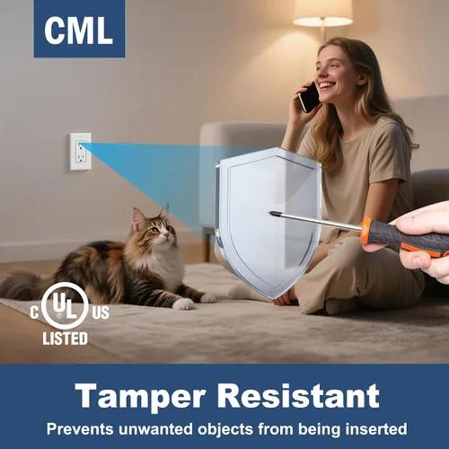 Vista 3 de CML - Paquete de 50 tomas de corriente de 15 amperios resistentes a manipulaciones, certificación UL Decorator Electrical Outlets, 15A/125V, NEMA