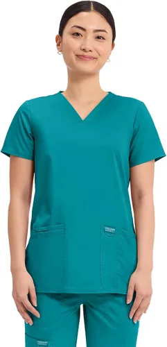 Vista 11 de Workwear Revolution Mujeres Scrubs Top V-cuello WW620 Negro