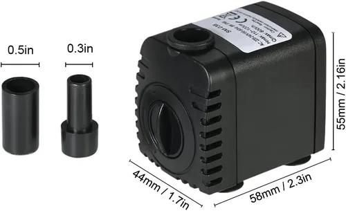 Vista 6 de Decdeal Bomba de agua, AC110V 8W Bomba de agua sumergible para acuario, fuentes de mesa, estanque, jardines de agua y sistemas hidropónicos con 2