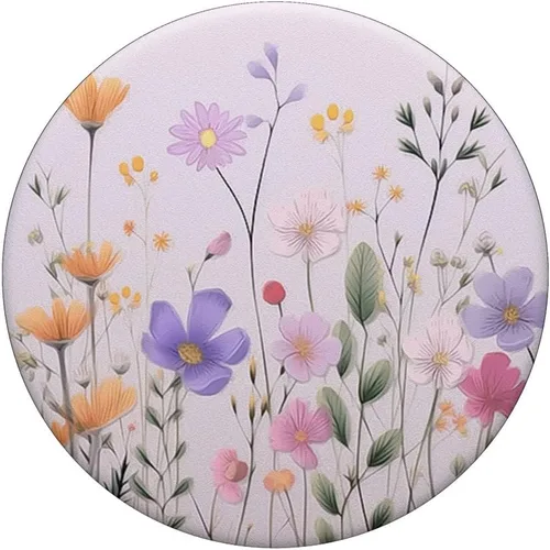 Vista 3 de Ramo de flores con patrón floral lindo de flores silvestres rosa pastel PopSockets estándar PopGrip