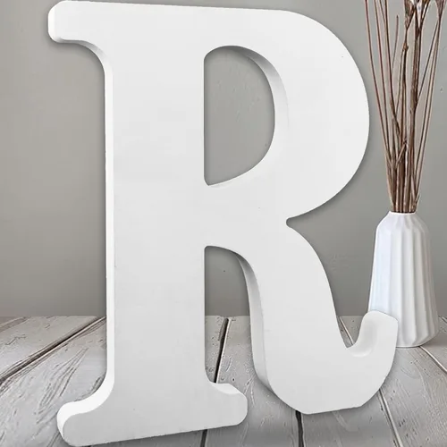 Vista 27 de AOCEAN Letras de madera grandes blancas de 12 pulgadas, letras de madera sin terminar para decoración de pared, letras decorativas de pie