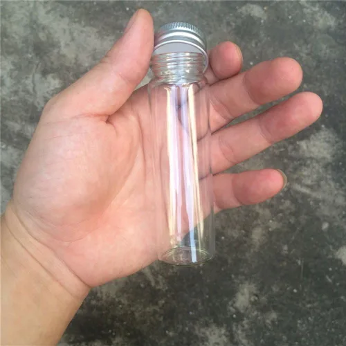 Vista 5 de Frascos de sello vacío de 1.7 fl oz Botella de vidrio con tapa de rosca de color plateado de aluminio Sellado Contenedor de regalo de alimentos