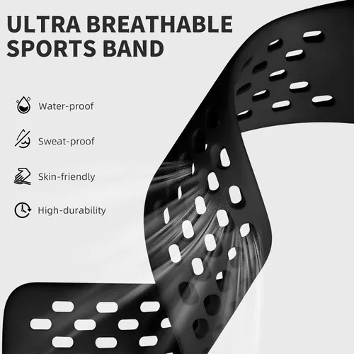 Vista 2 de Getino Bandas compatibles con Fitbit Charge, correas deportivas de repuesto ajustables transpirables suaves para Fitbit Charge 5/6, Negro