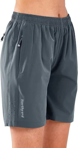Vista 44 de NORTHYARD Pantalones cortos deportivos de senderismo para mujer, de secado rápido, ligeros, para gimnasio, entrenamiento, con 3 bolsillos