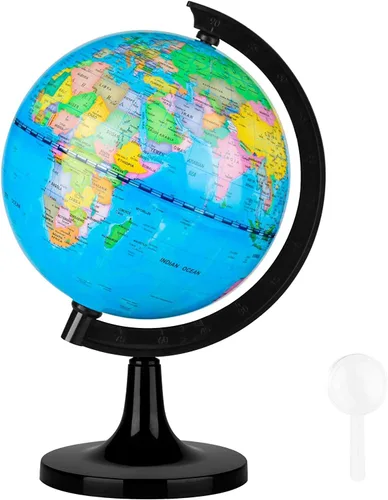 Vista 6 de Wizdar Globo Terráqueo de 4'' para Aprendizaje Infantil, Globos Terráqueos Educativos Giratorios con Mapamundi Tamaño Mini Globo Decorativo