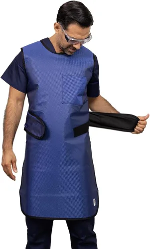 Vista 4 de Delantal frontal – Flexiback – 0.020 in Pb LE – Delantal ligero con plomo de rayos X – Ajuste Ajustable – Azul Real Ripstop