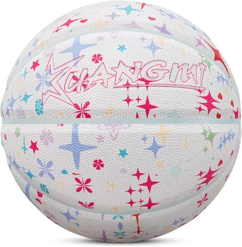Vista 19 de Kuangmi Serie Rosa Balón de Baloncesto, Diseño Premium Estampado para Rendimiento Callejero, Tamaño Oficial para Hombres 7 de 29.5 Pulgadas