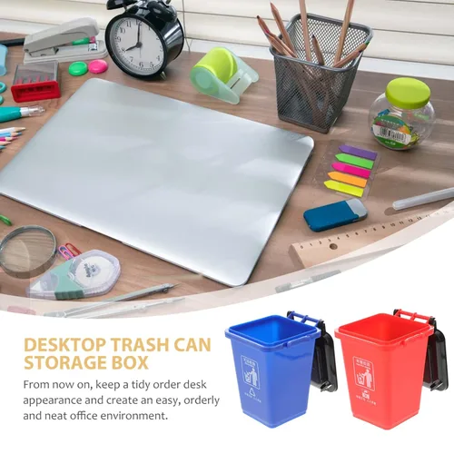 Vista 5 de Alipis 2 mini botes de basura y reciclaje en la acera, cubo de basura para bolígrafo, portavasos, brochas de maquillaje, organizador de escritorio