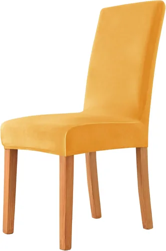 Vista 26 de Fundas elásticas para sillas de comedor, fundas protectoras de asiento extraíbles de terciopelo suave para silla Parson (2, beige)