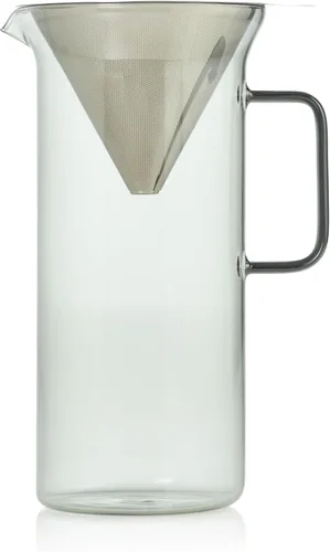 Vista 2 de AdHoc Impact Pour Over - Cafetera con recipiente de vidrio de 1 litro, filtro de acero inoxidable reutilizable de doble capa, cafetera
