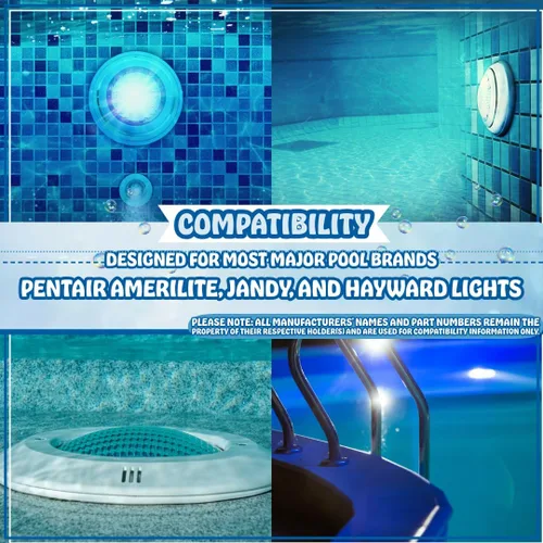 Vista 6 de Poolzilla Lente submarina incandescente azul para luz de piscina, compatible con Pentair Amerlite, 7.5 pulgadas
