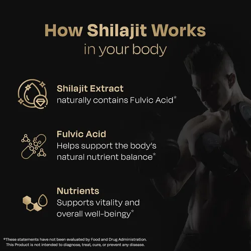 Vista 2 de Auric Shilajit/Shilajeet Energy 60 Cápsulas Shilajit puro probado en laboratorio