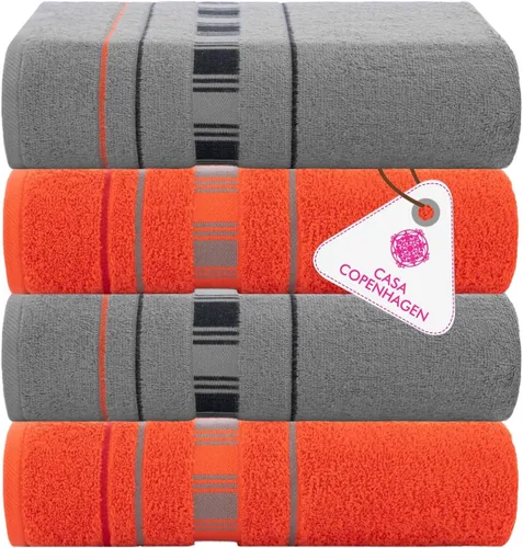Vista 57 de CASA COPENHAGEN Exotic - Juego de 6 toallas de diseño de 100% algodón egipcio, color azul aguamarina, 550 GSM, 2 toallas de baño, 2 toallas de baño