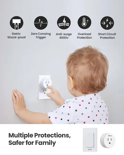 Vista 4 de Zoiinet Enchufe de salida de control remoto (solo enchufe), funciona con interruptor inalámbrico, sin WiFi, no necesita cableado, 15A/1500W