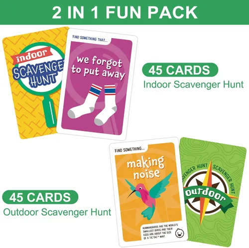 Vista 3 de LotFancy Juegos de búsqueda del tesoro para niños, 88 tarjetas de tareas, tamaño gigante, divertido juguete de actividades al aire libre