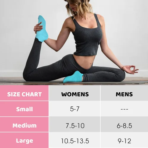 Vista 6 de AURUZA Calcetines de agarre para mujeres y hombres, calcetines de agarre de pilates, calcetines de yoga antideslizantes con agarres para barre