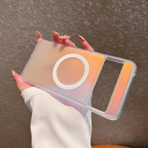 Vista 17 de Magnética para Google Pixel 8 Funda para Mujeres, [Efecto Holográfico Iridiscente que Cambia de Color] Funda Protectora de Teléfono Mate de Moda