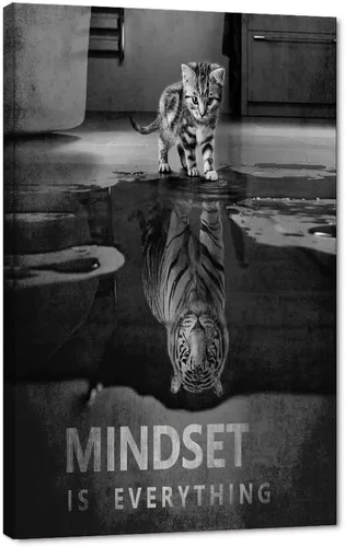 Vista 35 de Inspirational Hustle Wall Art - Lion Head withEncouraging Quotes Canvas Print Motivational Wall Decor, Black and White Office Picturtes Success