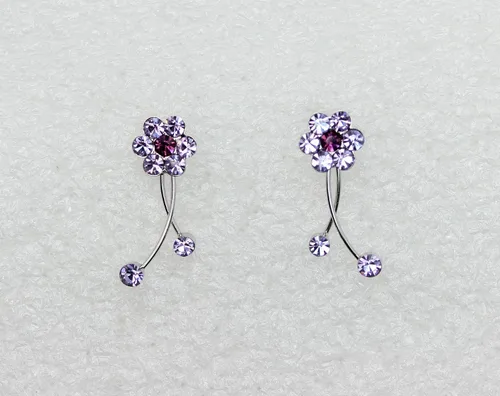 Vista 4 de Faship Precioso conjunto de pendientes y collar floral de cristal