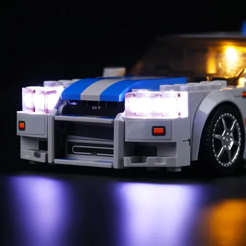 Vista 3 de VONADO Kit de luz LED compatible con Lego Fast and Furious Cars 76917, iluminación de bricolaje compatible con Nissan Skyline GT-R (R34) Lego 76917