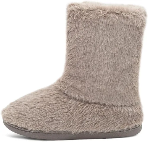 Vista 2 de Botines de invierno para mujer, botas de tobillo, pantuflas cálidas para casa, forro de piel