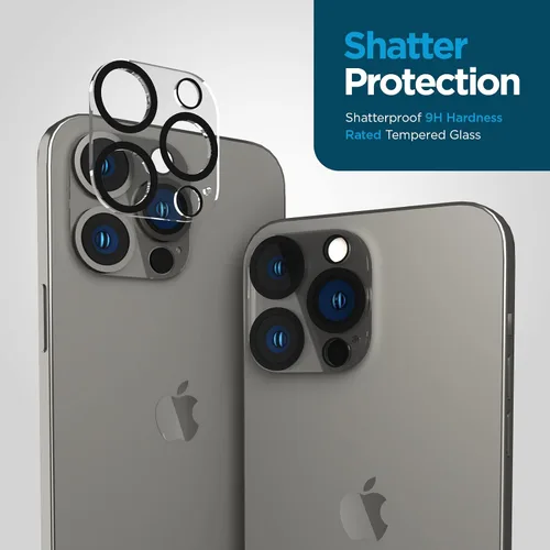 Vista 3 de Case-Mate Protector de lente de cámara para iPhone 14 Pro/14 Pro Max – Película de vidrio templado 9H con antiarañazos duradera, antiroturas, visión