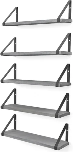 Vista 18 de Wallniture Ponza - Estante flotante de pared de 17 x 4.5 pulgadas, estantes pequeños de madera para almacenamiento en la pared, estante montado