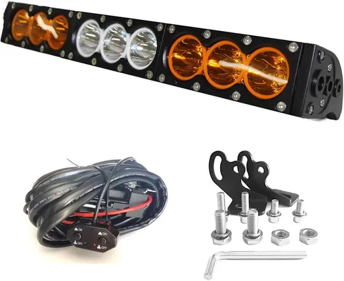 Vista 10 de AngelMa Barra de Luz LED de 12 Pulgadas 60W Ámbar Súper Brillante Spot Todoterreno de Una Sola Fila IP68 Impermeable para Cualquier Automóvil Camión