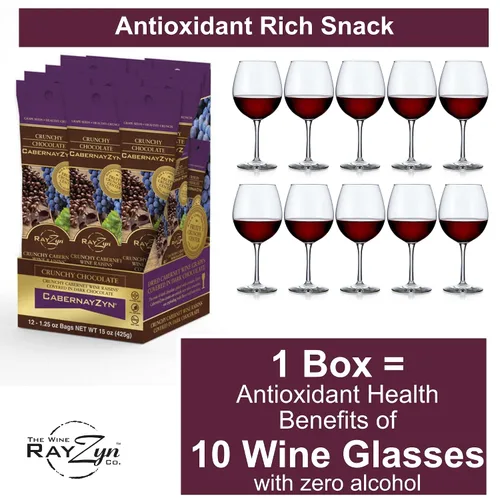 Vista 2 de Wine RayZyn® - CabernayZyn® cubierto de chocolate (paquete de 12) - Pasas de vino de cabernet sauvignon secas cosechadas a mano del Valle de Napa