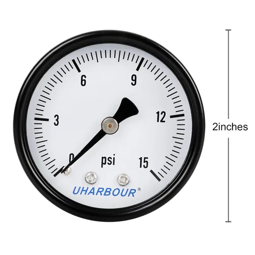 Vista 2 de Uharbour Manómetro de presión de agua para gas y agua (15 psi) escala única con conexión trasera NPT de 1/4