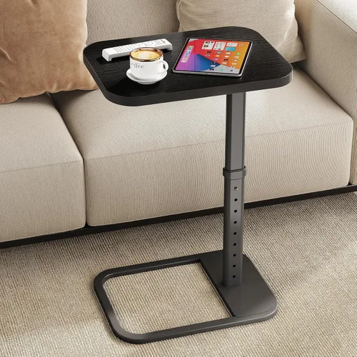 Vista 16 de Kitstorack - Bandeja/mesa de TV, altura ajustable y esquinas metálicas redondeadas, mesa para aperitivos para sofá, cama, silla, sala de estar, mesa