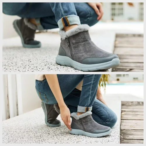 Vista 2 de TIOSEBON Botas de invierno con forro de piel para mujer, antideslizantes, resistentes