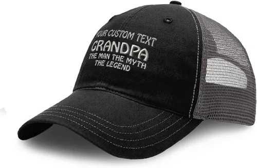 Vista 8 de Hombre del abuelo de encargo de la gorra de béisbol del algodón, mito, malla suave del algodón del bordado