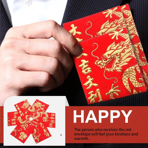 Vista 7 de Paquete de 60 sobres rojos chinos para Año Nuevo Lunar Hong Bao 2024 Año del Año del Año del Dinero para Festival de Primavera Boda Cumpleaños