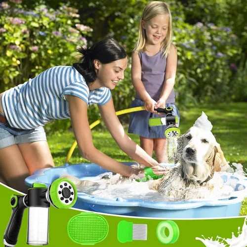 Vista 2 de Accesorio de manguera de lavado para perros, accesorio de ducha para perros Verde