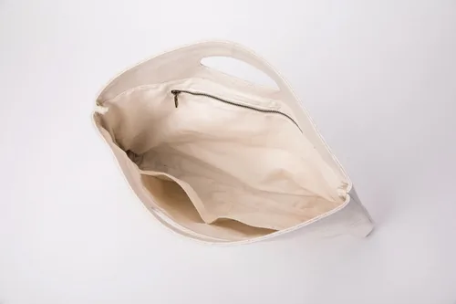 Vista 4 de Maletín para laptop de 14 pulgadas para mujer Beige/Lona